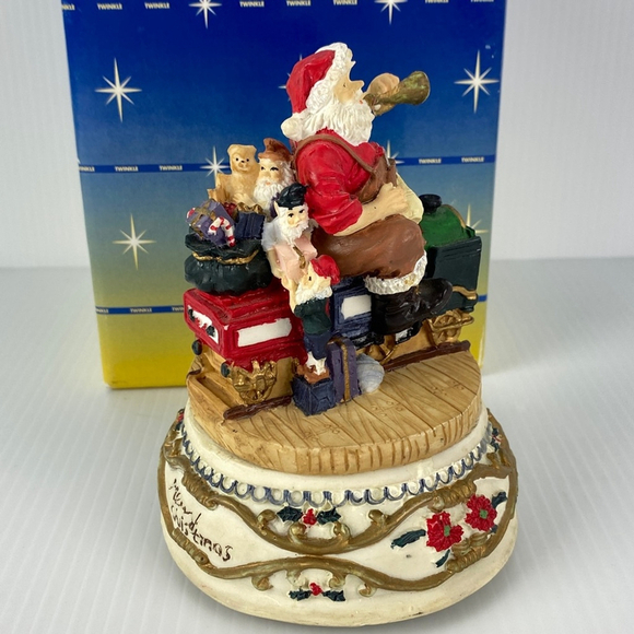 Christmas Music Box Wind Up Plays Jingle Bells Santa on Train - Picture 5 of 7